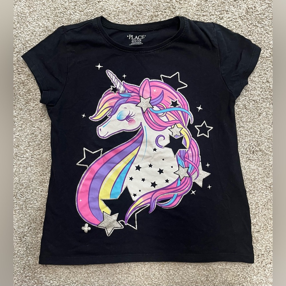 Black and Pink Unicorn Short Sleeve Tee